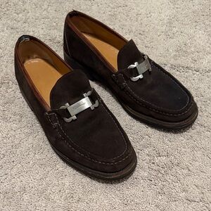 Salvatore Ferragamo Bit Loafer Brown Suede Size 11.5 Standard Width Men's